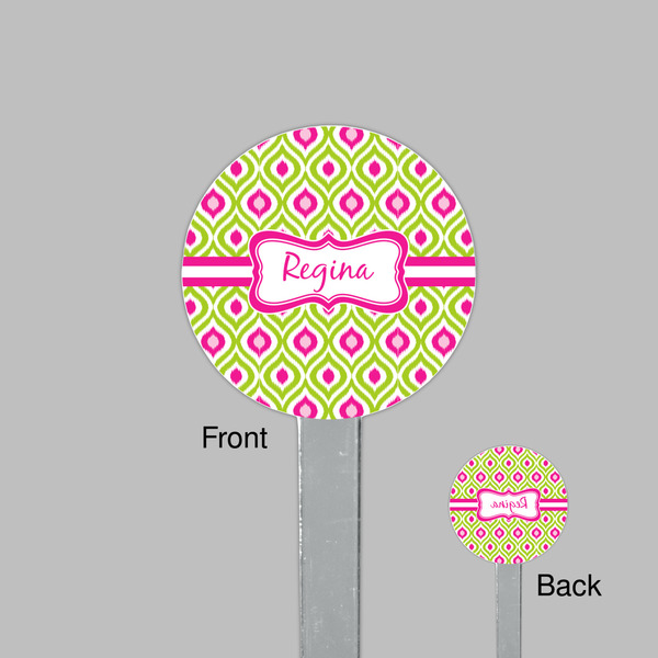 Ogee Ikat Clear Plastic 7" Stir Stick - Round - Front & Back