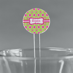 Ogee Ikat 5.5" Round Plastic Stir Sticks - Clear (Personalized)