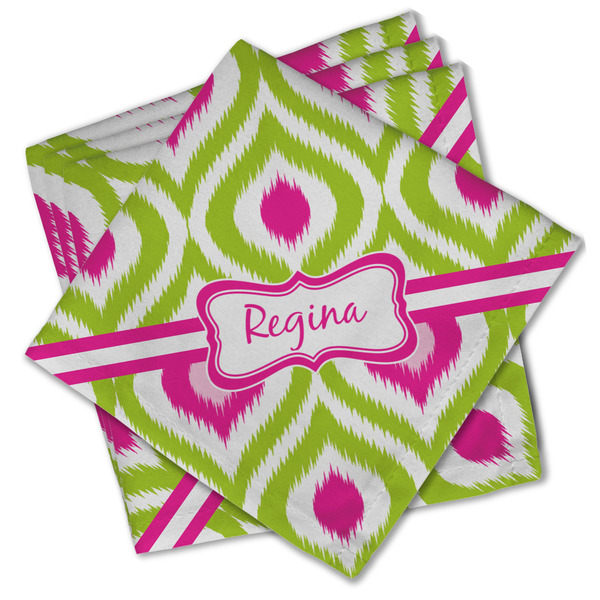 Custom Ogee Ikat Cloth Cocktail Napkins - Set of 4 w/ Name or Text