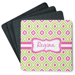 Ogee Ikat Square Rubber Backed Coasters - Set of 4 (Personalized)