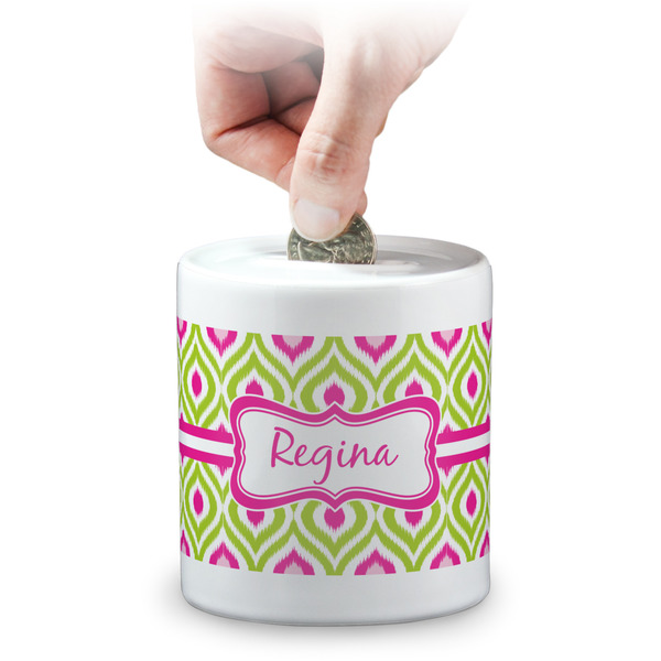 Custom Ogee Ikat Coin Bank (Personalized)