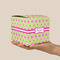 Ogee Ikat Cube Favor Gift Box - On Hand - Scale View