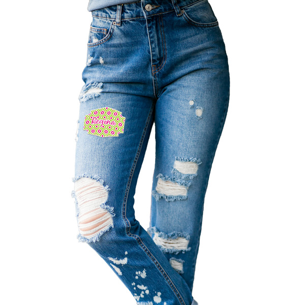 Ogee Ikat Custom Shape Iron On Patches - L - single APPROVAL