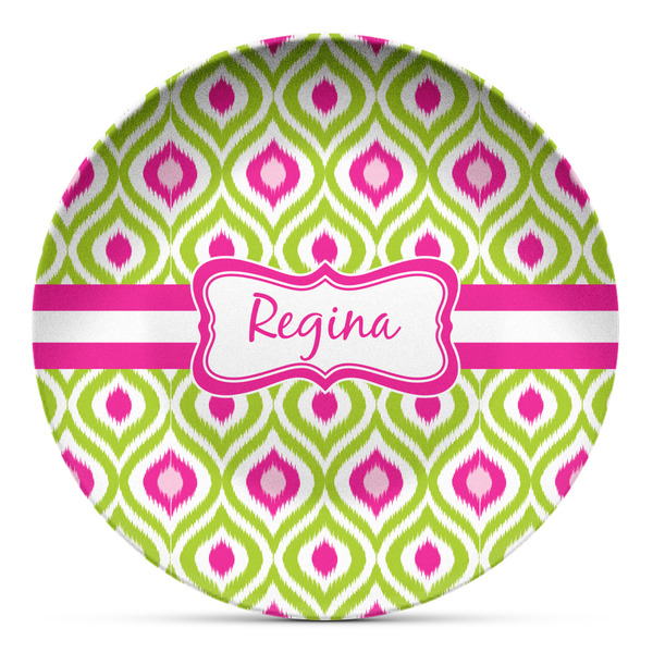 Custom Ogee Ikat Microwave Safe Plastic Plate - Composite Polymer (Personalized)