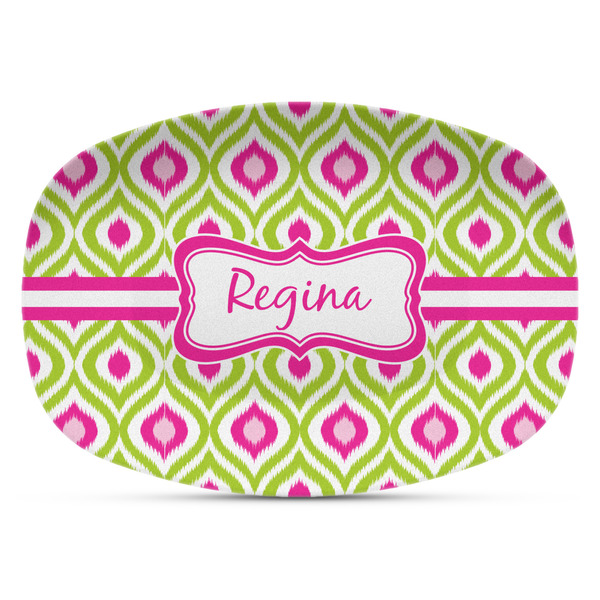Custom Ogee Ikat Plastic Platter - Microwave & Oven Safe Composite Polymer (Personalized)