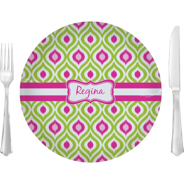 Custom Ogee Ikat Glass Lunch / Dinner Plate 10" (Personalized)
