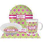 Ogee Ikat Dinner Set - Single 4 Pc Setting w/ Name or Text