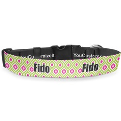 Ogee Ikat Deluxe Dog Collar - Medium (11.5" to 17.5") (Personalized)