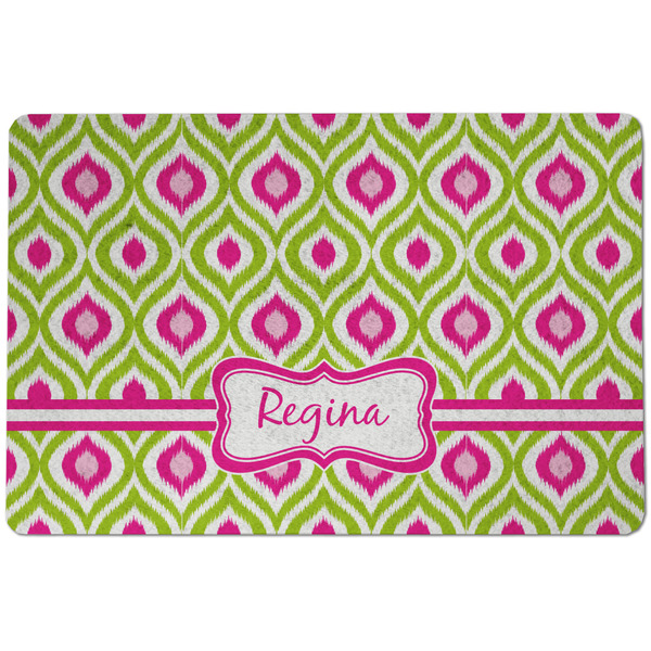 Custom Ogee Ikat Dog Food Mat w/ Name or Text