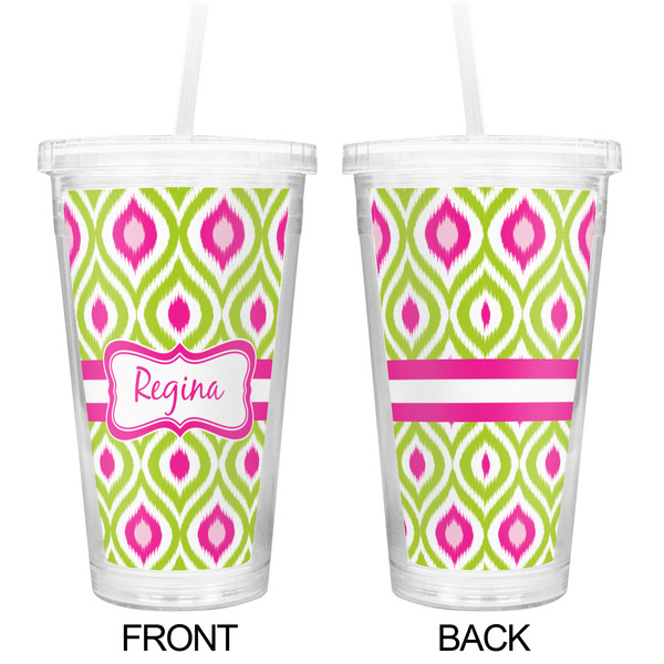 Ogee Ikat Double Wall Tumbler with Straw - Approval