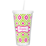 Ogee Ikat Double Wall Tumbler with Straw (Personalized)