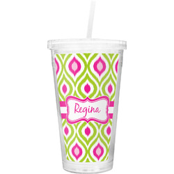 Ogee Ikat Double Wall Tumbler with Straw (Personalized)