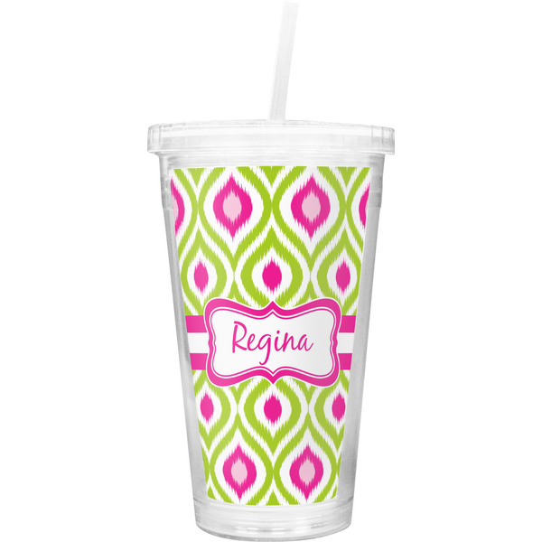 Custom Ogee Ikat Double Wall Tumbler with Straw (Personalized)