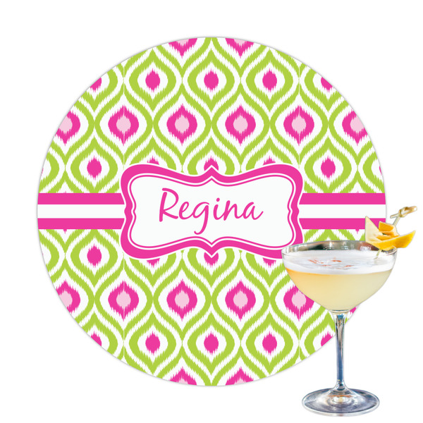 Custom Ogee Ikat Printed Drink Topper - 3.25" (Personalized)
