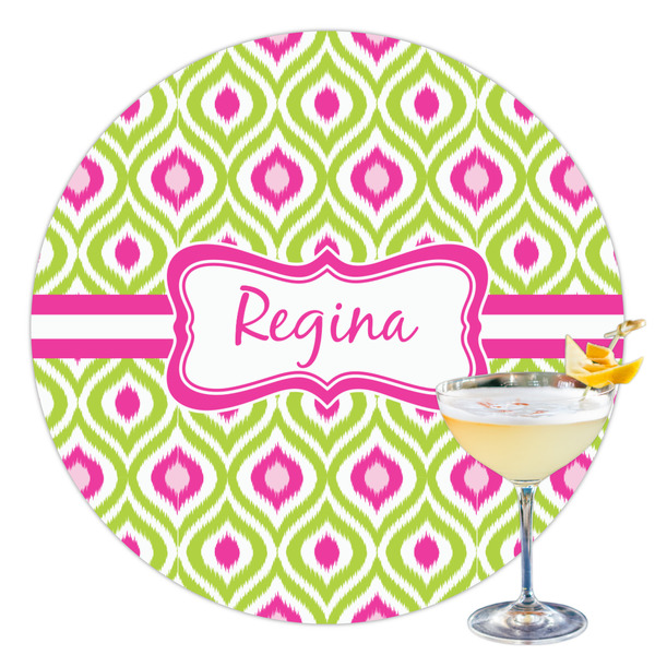 Custom Ogee Ikat Printed Drink Topper - 3.5" (Personalized)