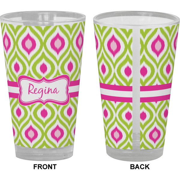 Ogee Ikat Pint Glass - Full Color - Front & Back Views