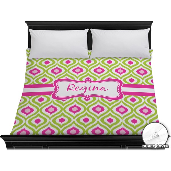 Custom Ogee Ikat Duvet Cover - King (Personalized)