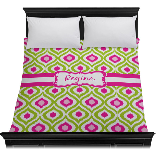 Ogee Ikat Duvet Cover - Queen - On Bed - No Prop