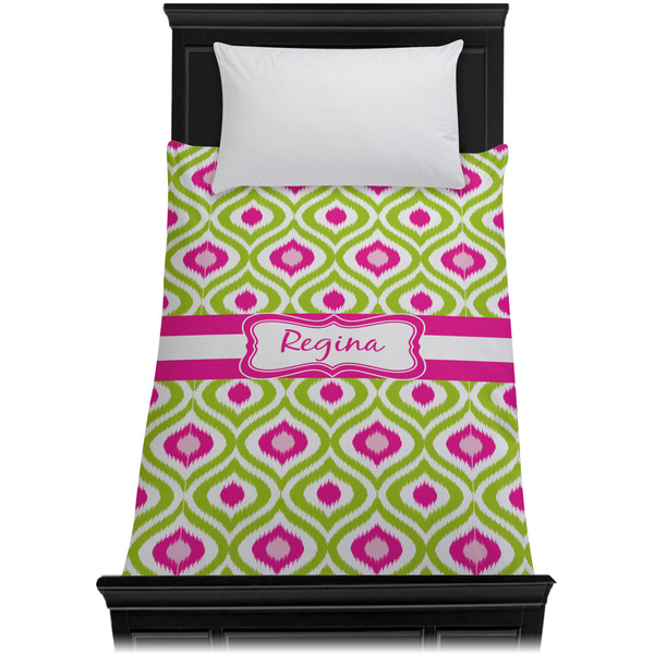 Ogee Ikat Duvet Cover - Twin - On Bed - No Prop