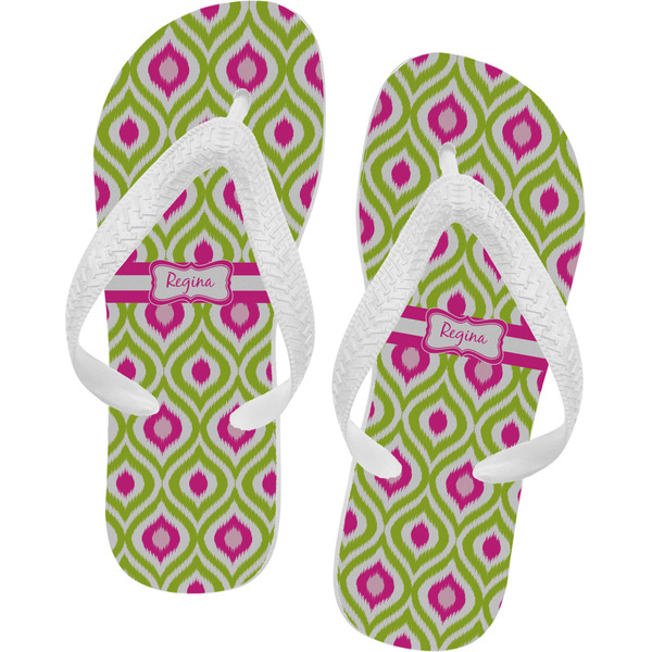 Custom Ogee Ikat Flip Flops - Large (Personalized)