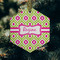 Ogee Ikat Frosted Glass Ornament - Hexagon (Lifestyle)