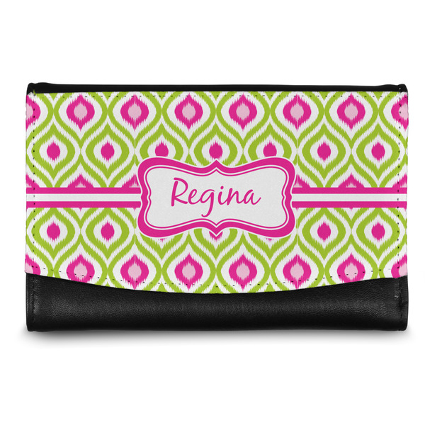 Custom Ogee Ikat Genuine Leather Women's Wallet - Small (Personalized)