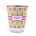 Ogee Ikat Glass Shot Glass - 1.5 oz - with Gold Rim - Set of 4 (Personalized)