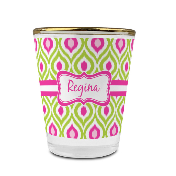 Ogee Ikat Glass Shot Glass - With gold rim - FRONT