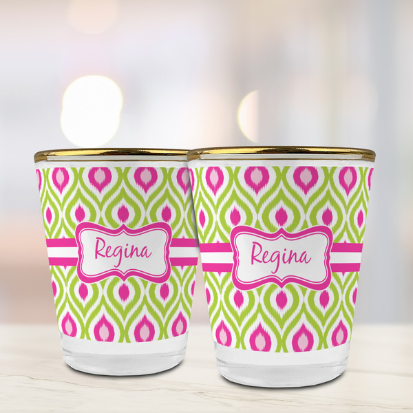 Ogee Ikat Glass Shot Glass - with gold rim - LIFESTYLE