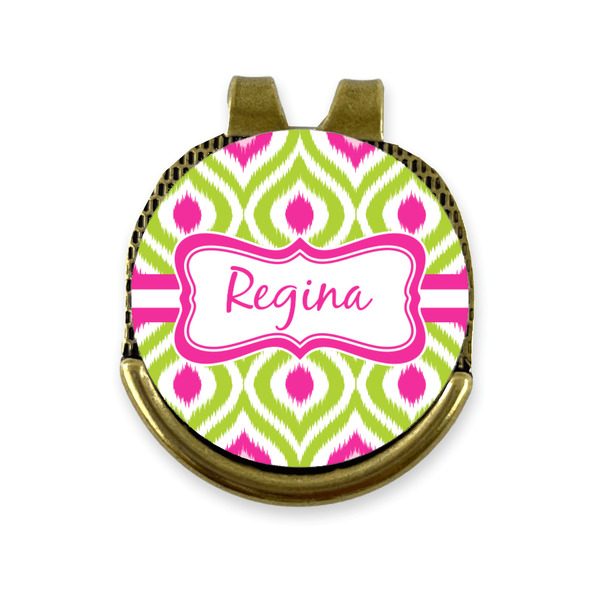 Custom Ogee Ikat Golf Ball Marker - Hat Clip - Gold