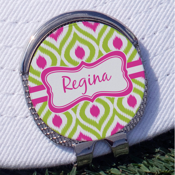 Custom Ogee Ikat Golf Ball Marker - Hat Clip