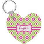 Ogee Ikat Heart Plastic Keychain w/ Name or Text