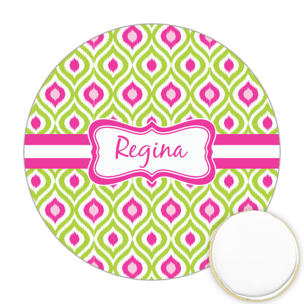 Custom Ogee Ikat Printed Cookie Topper - Round (Personalized)
