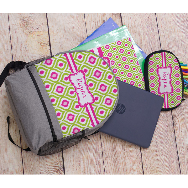 Ogee Ikat Large Backpack - Gray - With Stuff