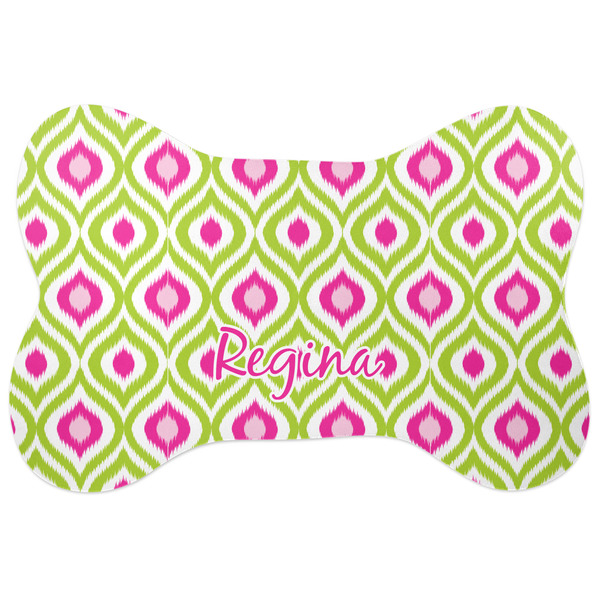 Custom Ogee Ikat Bone Shaped Dog Food Mat (Personalized)