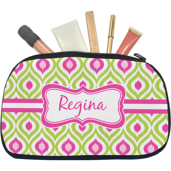 Custom Ogee Ikat Makeup / Cosmetic Bag - Medium (Personalized)