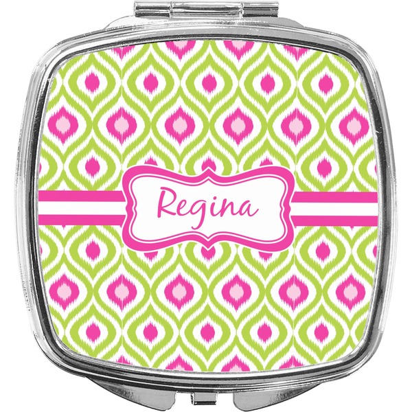 Custom Ogee Ikat Compact Makeup Mirror (Personalized)