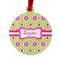 Ogee Ikat Metal Ball Ornament - Double Sided w/ Name or Text