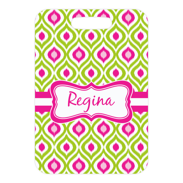 Ogee Ikat Metal Luggage Tag - Front Without Strap