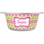Ogee Ikat Stainless Steel Dog Bowl - Medium (Personalized)
