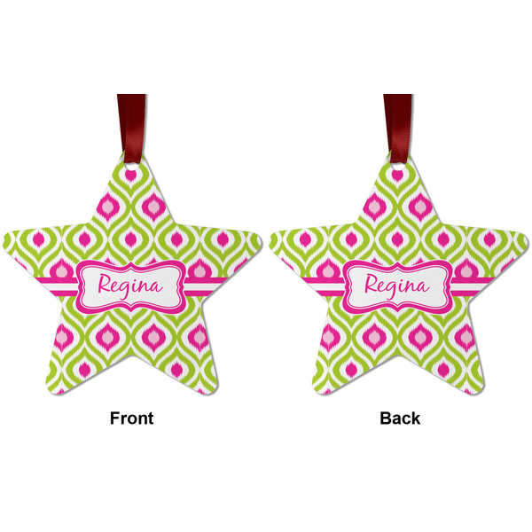 Ogee Ikat Metal Star Ornament - Front and Back
