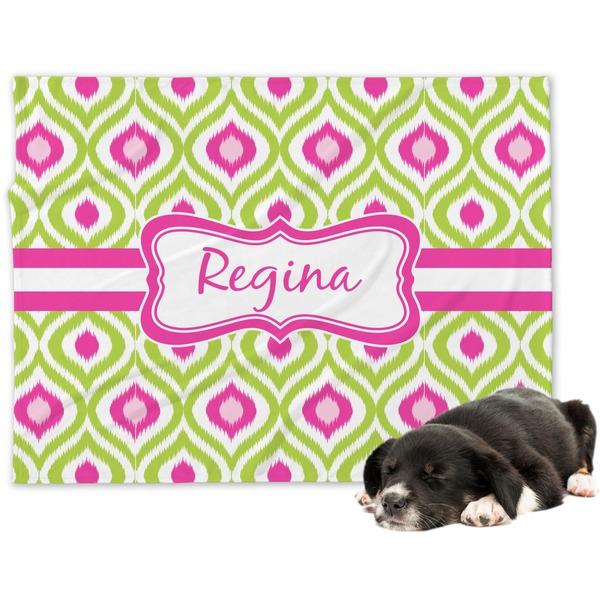 Custom Ogee Ikat Dog Blanket - Large (Personalized)