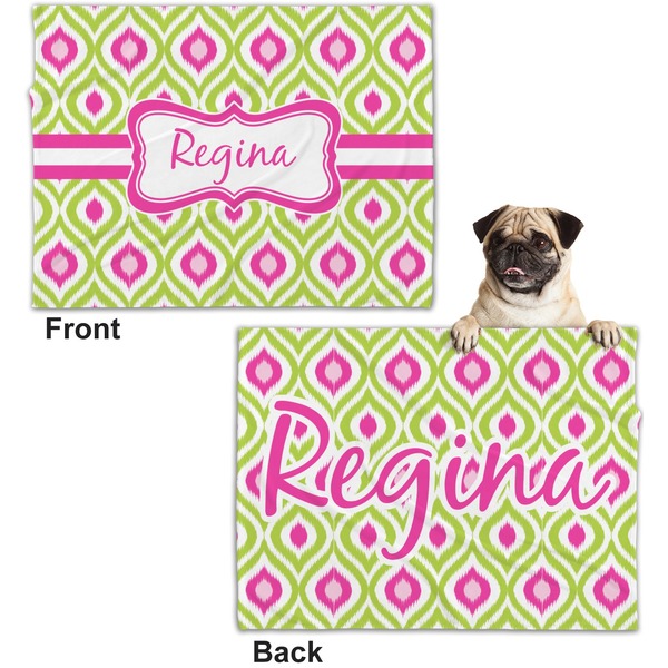 Ogee Ikat Microfleece Dog Blanket - Regular - Front & Back