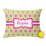 Ogee Ikat Outdoor Throw Pillow (Rectangular) (Personalized)