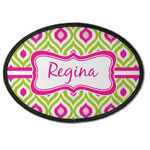 Ogee Ikat Iron On Oval Patch w/ Name or Text