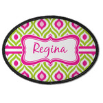 Ogee Ikat Iron On Oval Patch w/ Name or Text