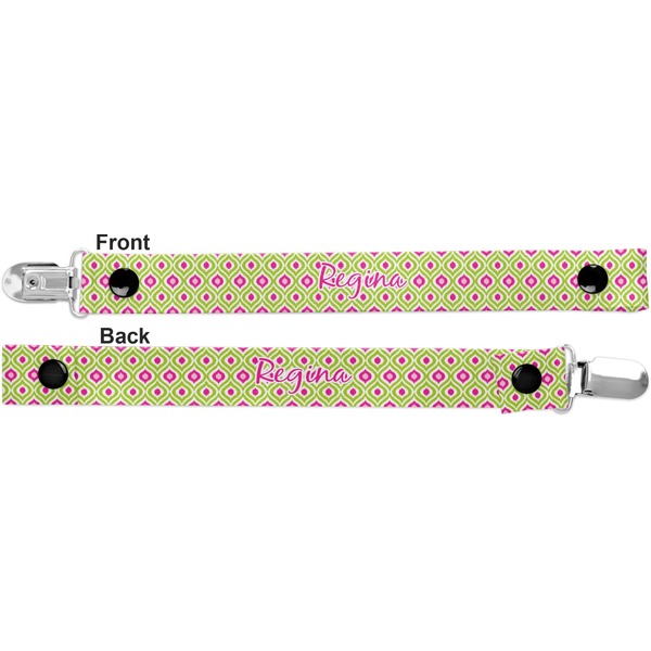 Ogee Ikat Pacifier Clip - Front and Back