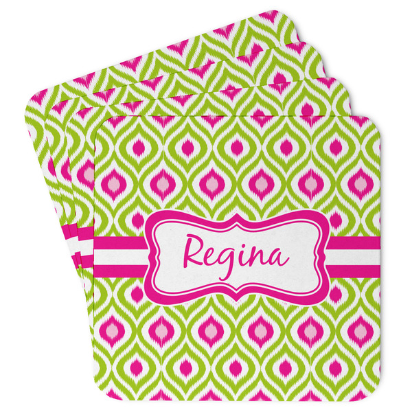 Custom Ogee Ikat Paper Coasters w/ Name or Text