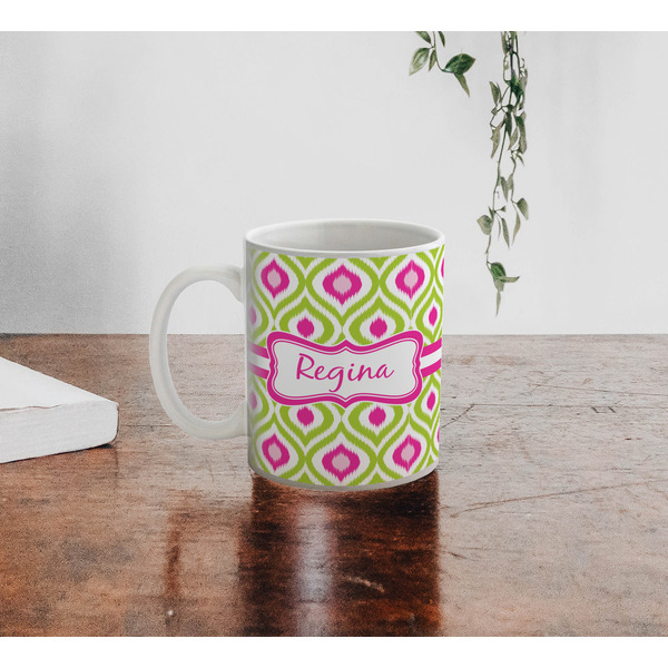 Ogee Ikat Personalized Coffee Mug - Lifestyle