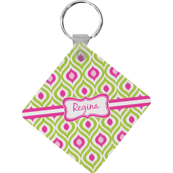 Custom Ogee Ikat Diamond Plastic Keychain w/ Name or Text